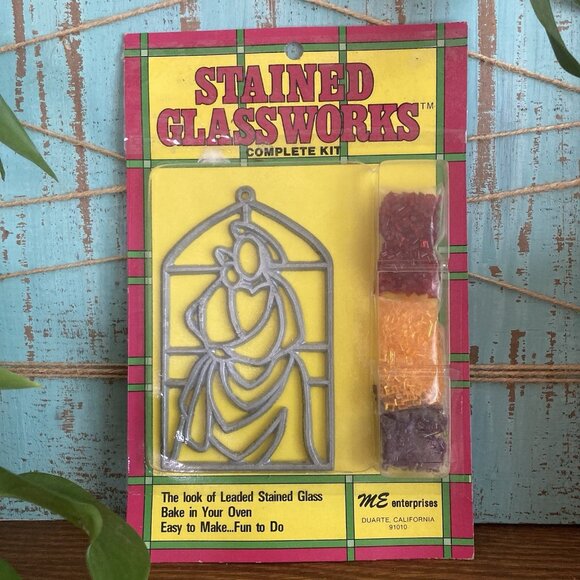 VTG Stained Glasswork Kit  Stained Glass Suncatchers Mary & Baby Jesus Christmas - Picture 1 of 6